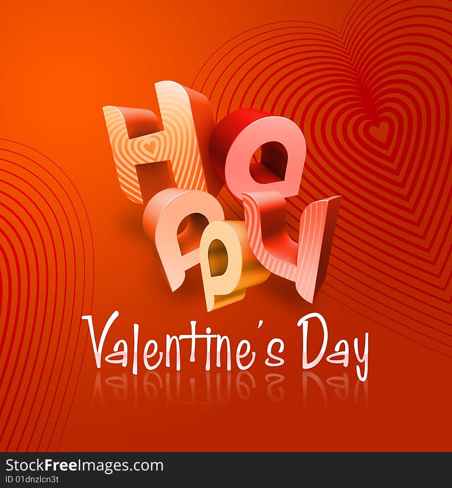 3d typography Illustration of Happy Valentine's Day over a red and orange gradient background. 3d typography Illustration of Happy Valentine's Day over a red and orange gradient background.