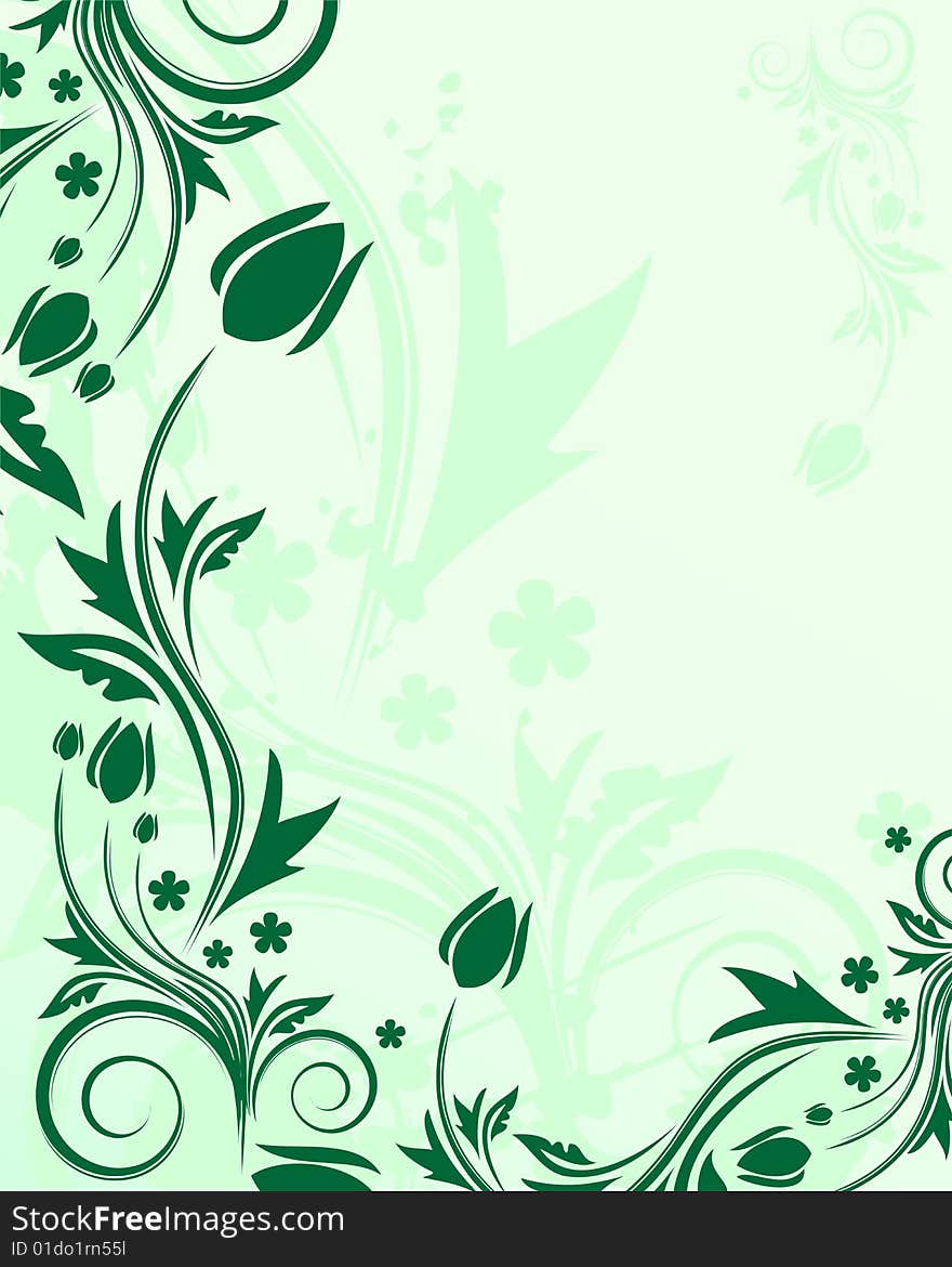 Green floral background with place for your text