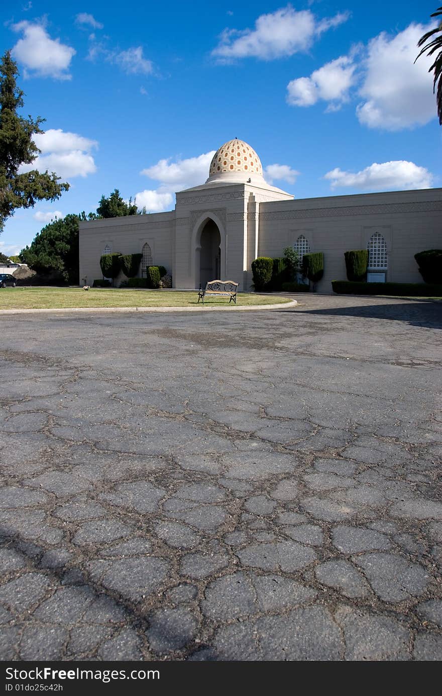 Exterior of in compton, california with blue sky as background. Exterior of in compton, california with blue sky as background