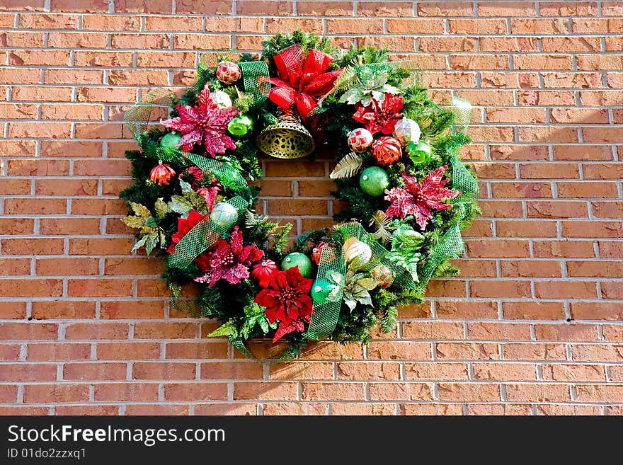 Christmas Wreath on Bricks