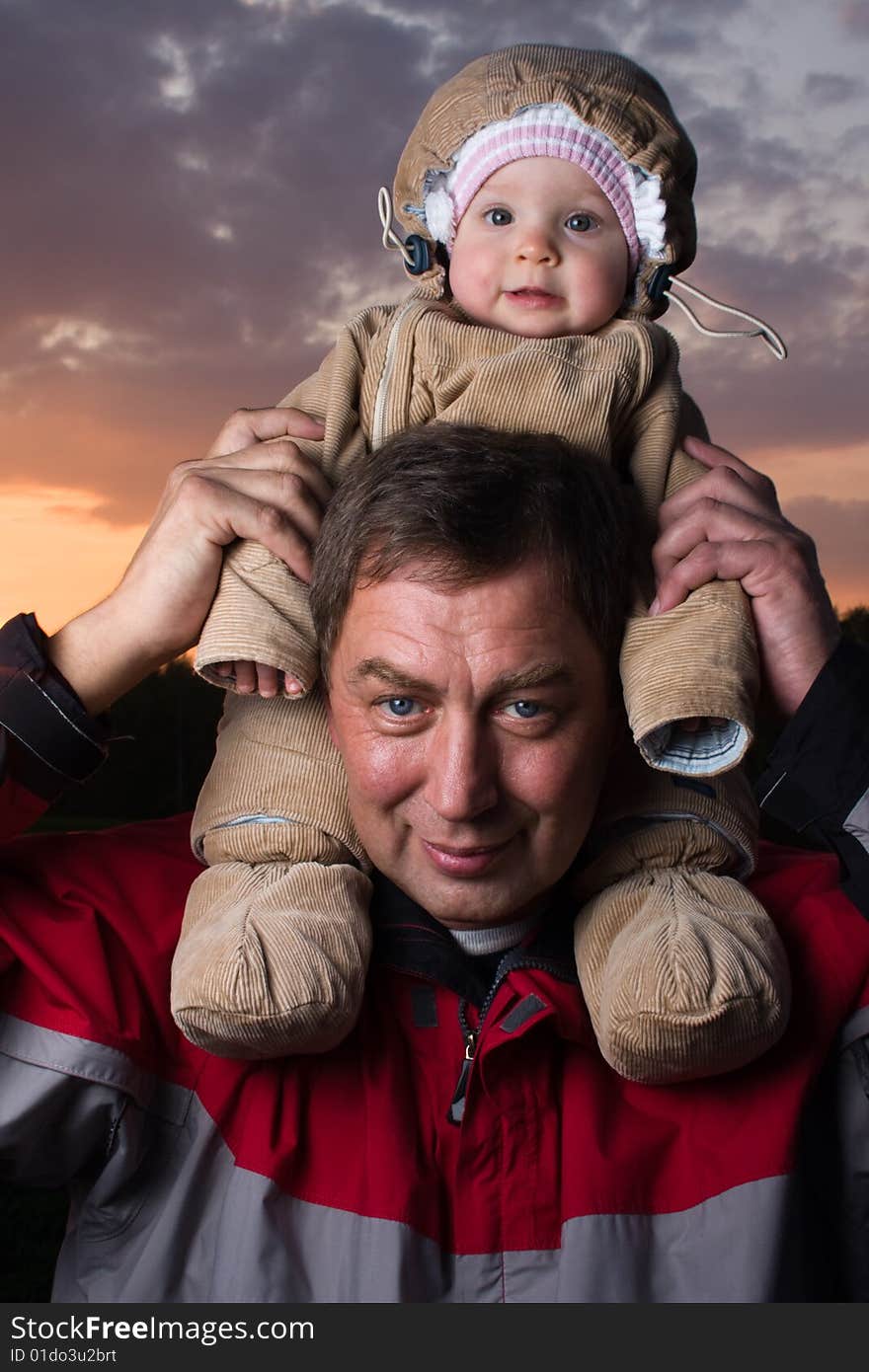 Portrait of a baby with her grandfather. Portrait of a baby with her grandfather