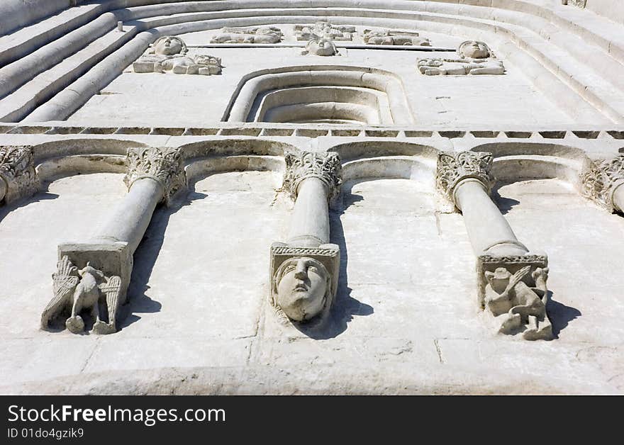 Church stonecarving wall in russian town Vladimir