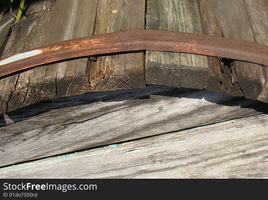 Edge of Old Wooden Barrel Closeup