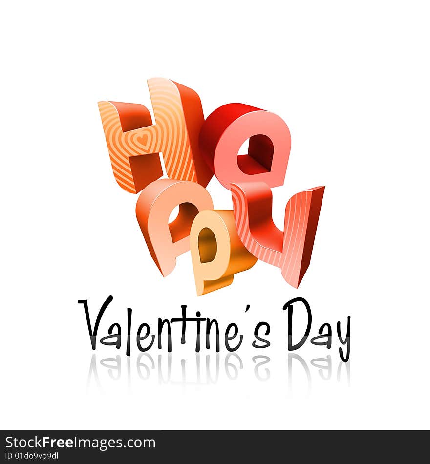 3d typography Illustration of Happy Valentine's Day over a white background. 3d typography Illustration of Happy Valentine's Day over a white background.