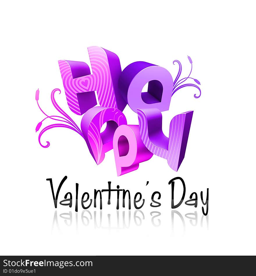 Happy Valentine s Day Illustrated Types III Violet