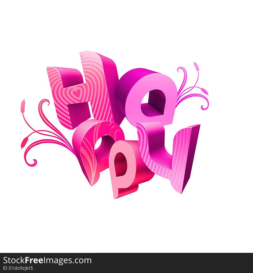 3d typography Illustration of Happy Valentine's Day over a white  background. 3d typography Illustration of Happy Valentine's Day over a white  background.