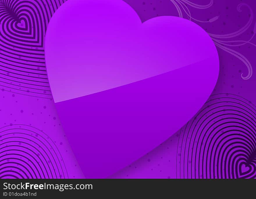 Violet Valentine's Day Illustrated Heart over a violet gradient background.