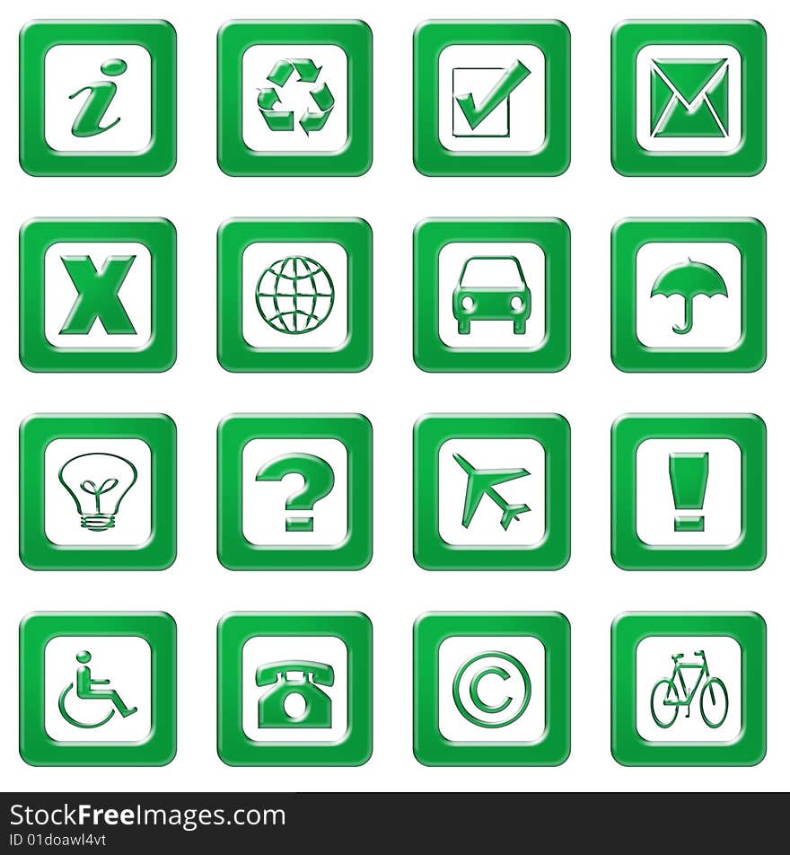 Web icons, crystallized green color