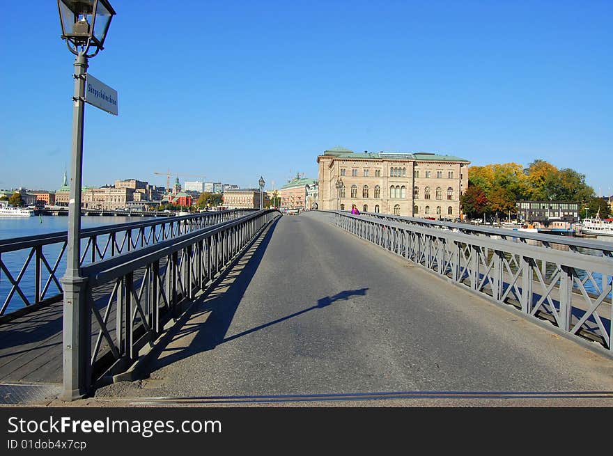 The old style bridge connecting skeppsholmen in Stockholm with the rest of the city. The old style bridge connecting skeppsholmen in Stockholm with the rest of the city.