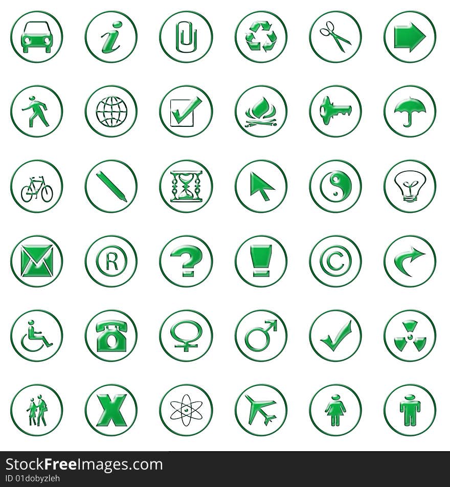 Web icons, crystallized green color