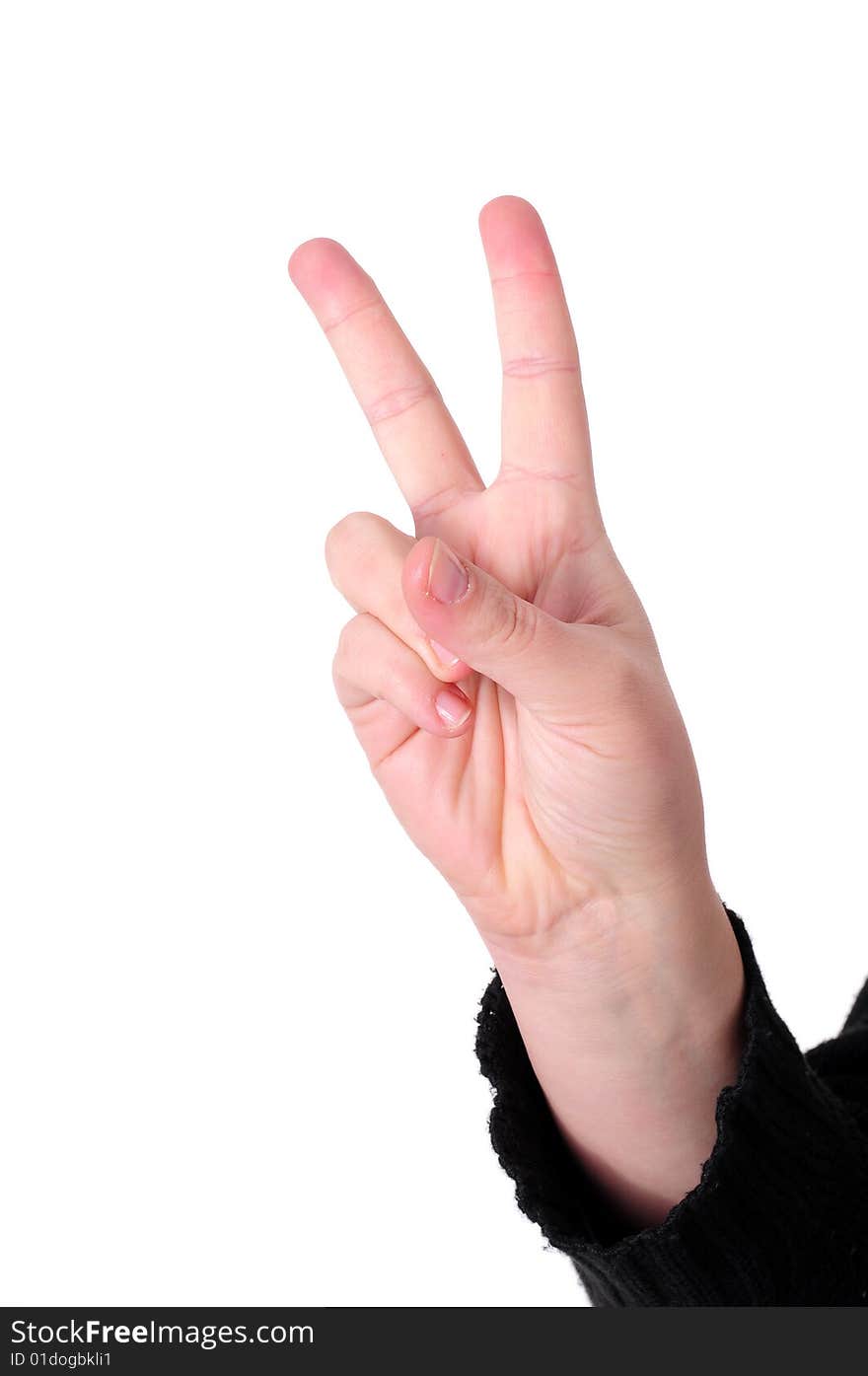 Sign with the hand and fingers isolated over a white background. Sign with the hand and fingers isolated over a white background