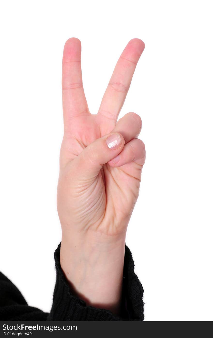 Sign with the hand and fingers isolated over a white background. Sign with the hand and fingers isolated over a white background