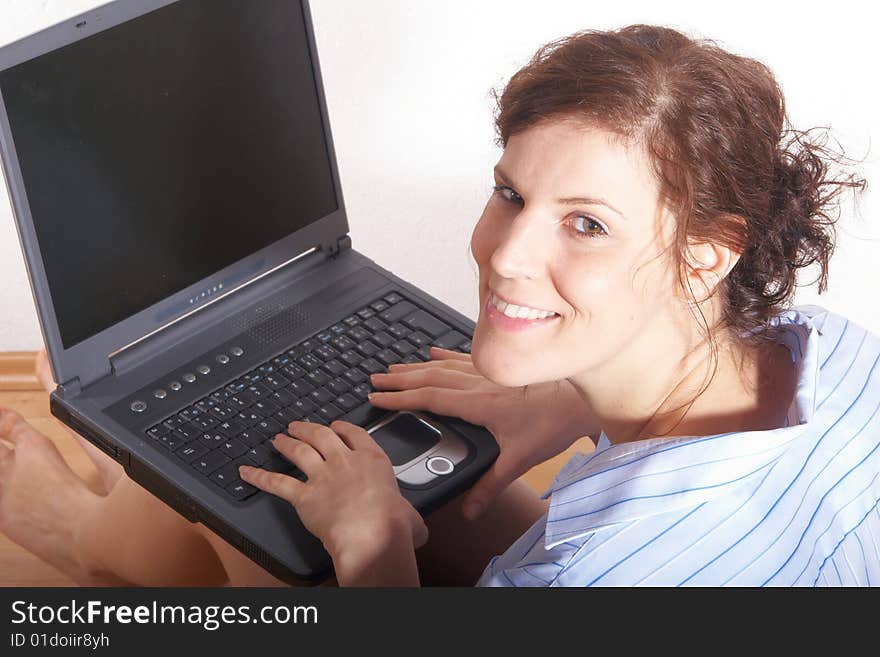 Young Woman Working On Computer