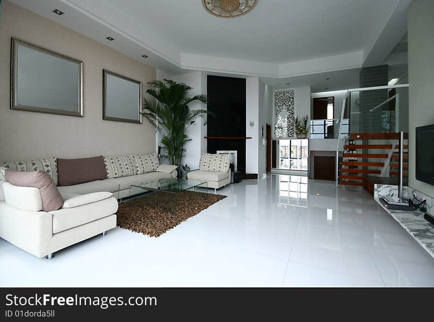 A modern family room decoration. A modern family room decoration