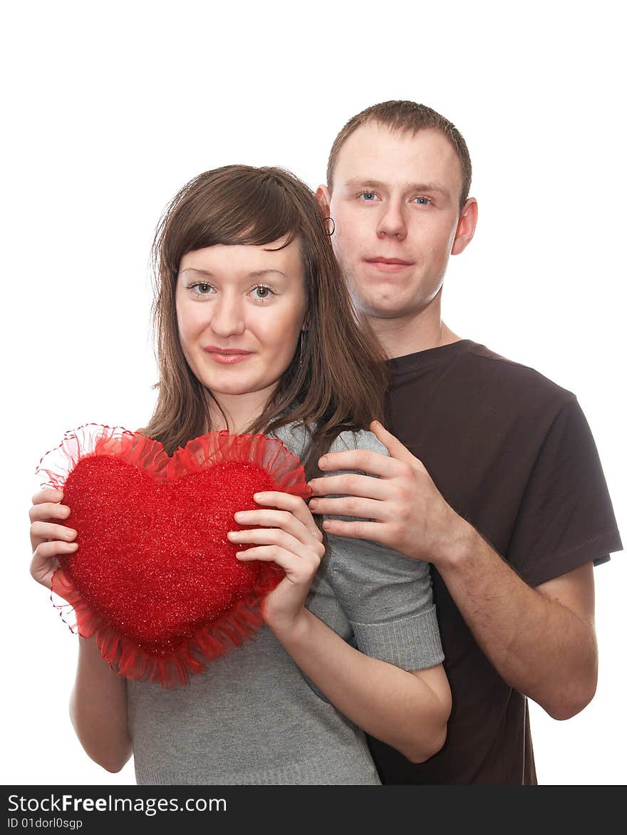 Young man and  young woman on the white background. Young man and  young woman on the white background