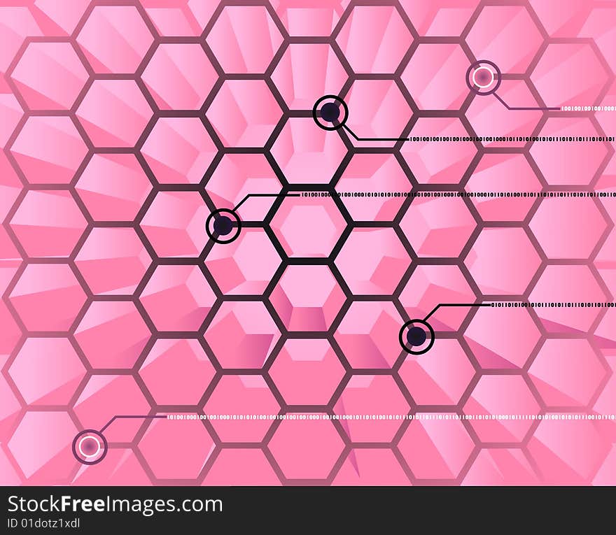 Vector illustration of futuristic, abstract background depicting a science fiction, 3d hive circuit interface. Vector illustration of futuristic, abstract background depicting a science fiction, 3d hive circuit interface