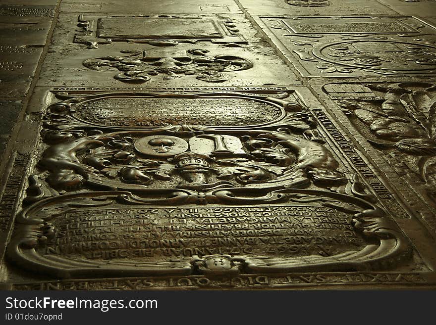 500 years old tomp-stone in the great church from Nijmegen, Holland. 500 years old tomp-stone in the great church from Nijmegen, Holland.