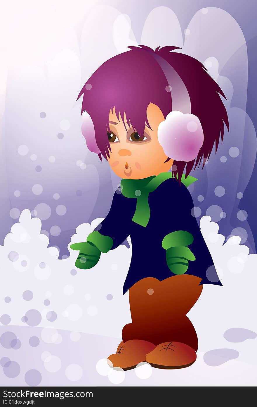 This illustration depicts a boy on snow. This illustration depicts a boy on snow