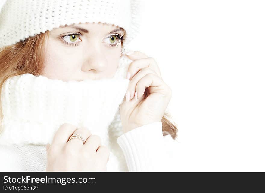 Girl Holds A Collar Of A Sweater