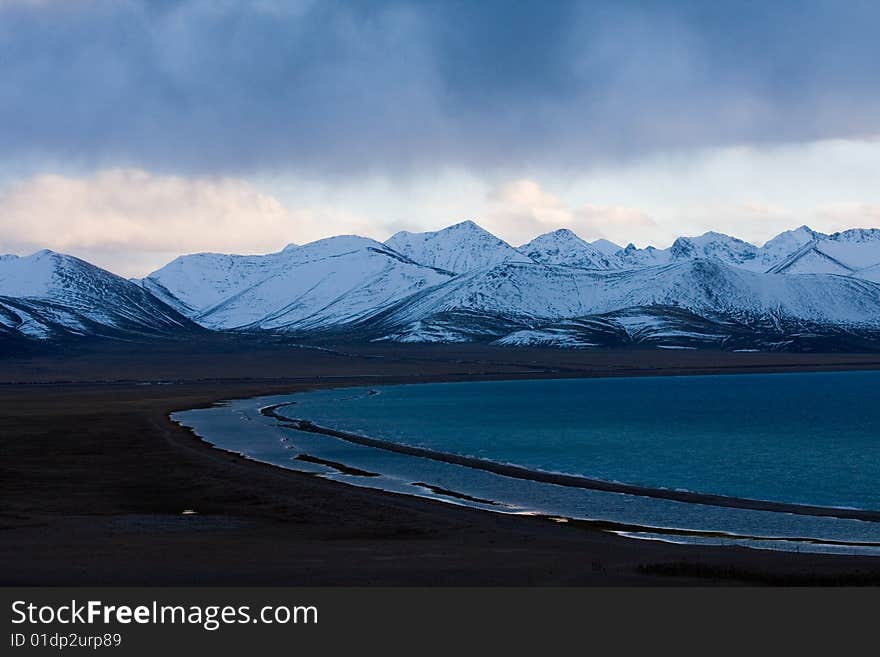 The mountain is very beautiful at sunset