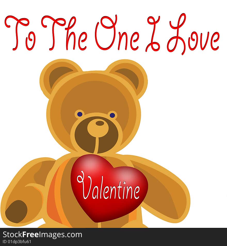 Valentine Background or card with teddy and heart