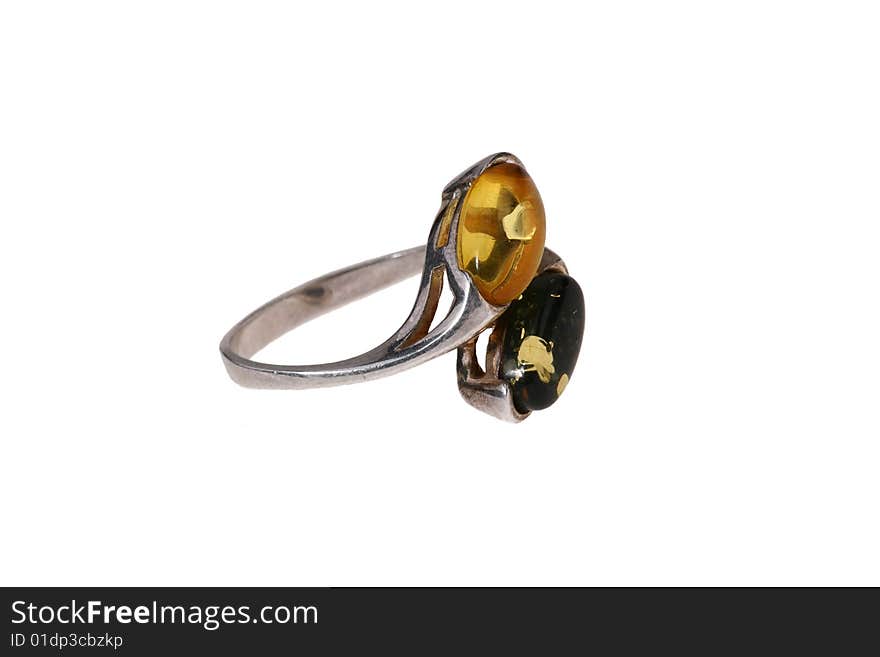 White background of amber rings