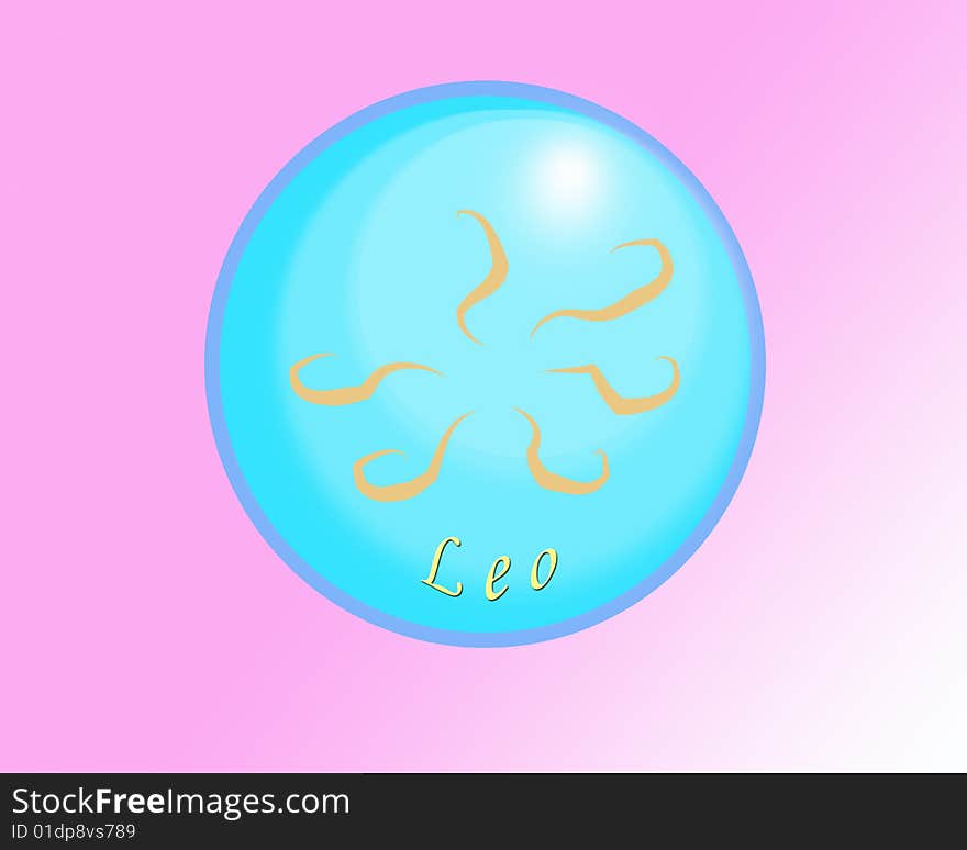 The fifth sign of the horoscope in a ball of glass. Digital drawing. Coloured picture. The fifth sign of the horoscope in a ball of glass. Digital drawing. Coloured picture.