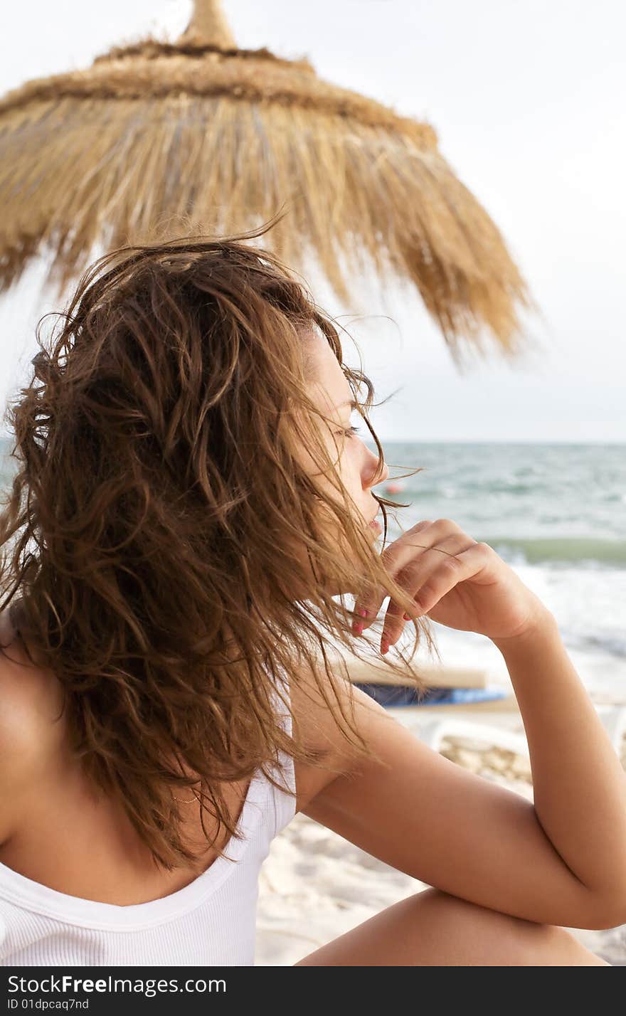 Serene girl on the beach. Serene girl on the beach