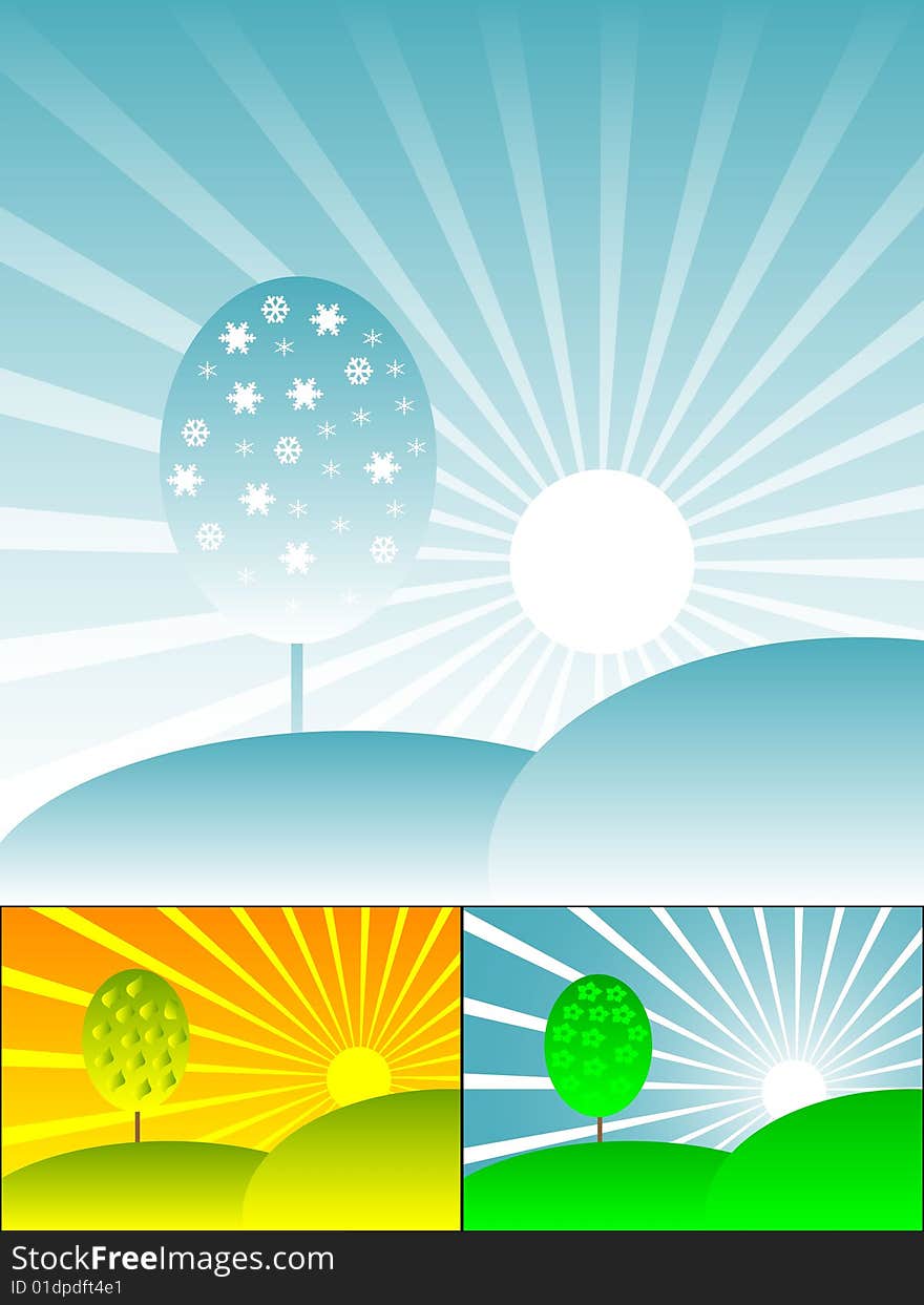 Three seasons representation- vector illustration. Three seasons representation- vector illustration