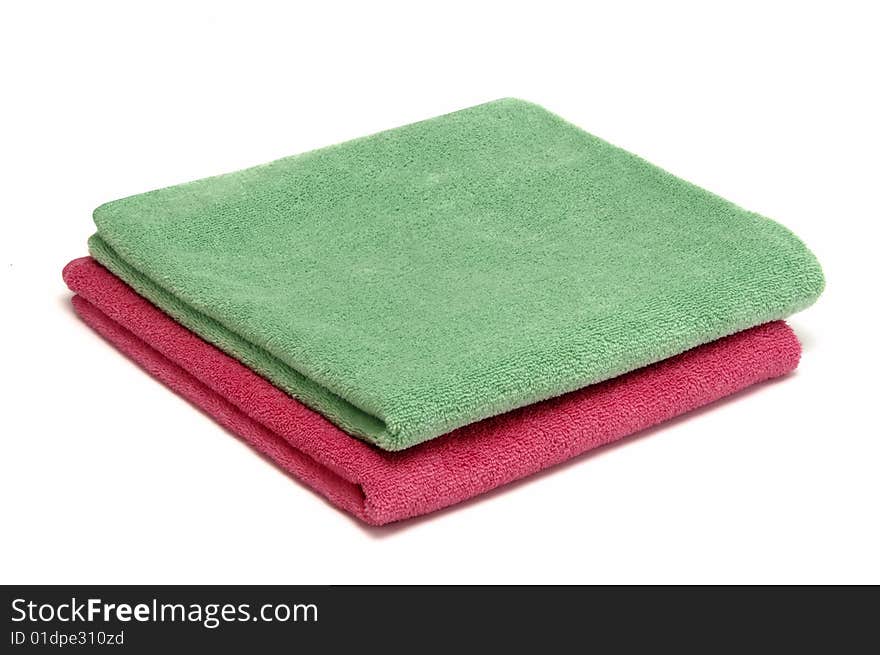 Two color towels isolated at white