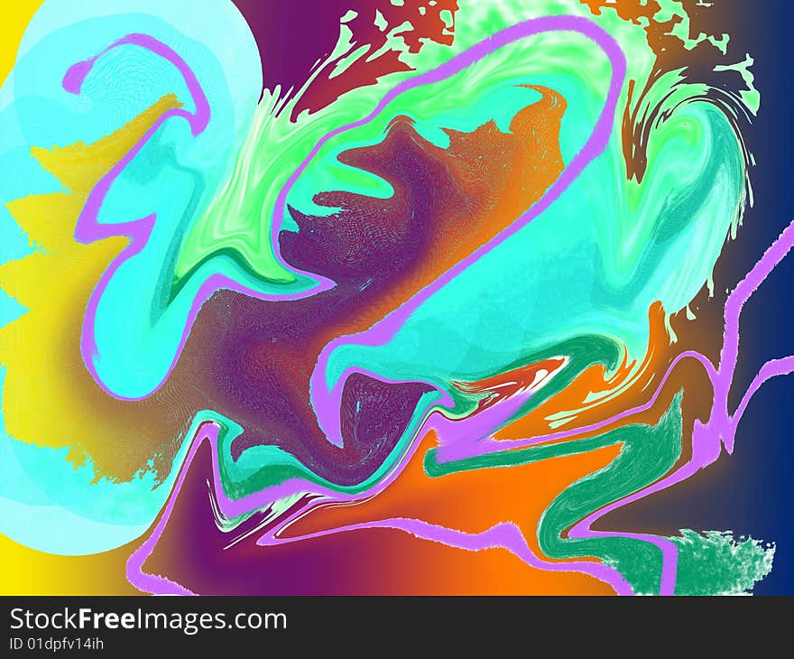 Colorful waves abstract painting like surfing with a paintbrush. Colorful waves abstract painting like surfing with a paintbrush