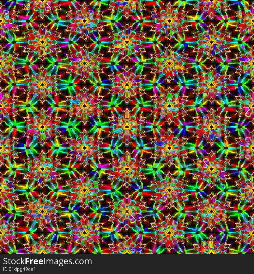 Colorful seamless texture of abstracted shapes in to stars. Colorful seamless texture of abstracted shapes in to stars