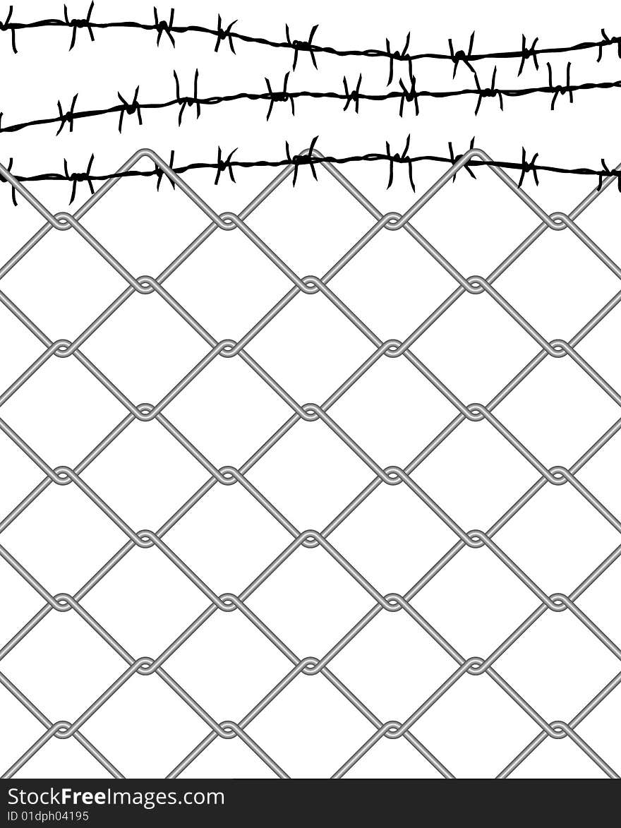 Vector fence with barbed wire. Vector fence with barbed wire