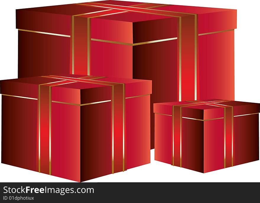 Beautiful red boxes isolated on white. Beautiful red boxes isolated on white