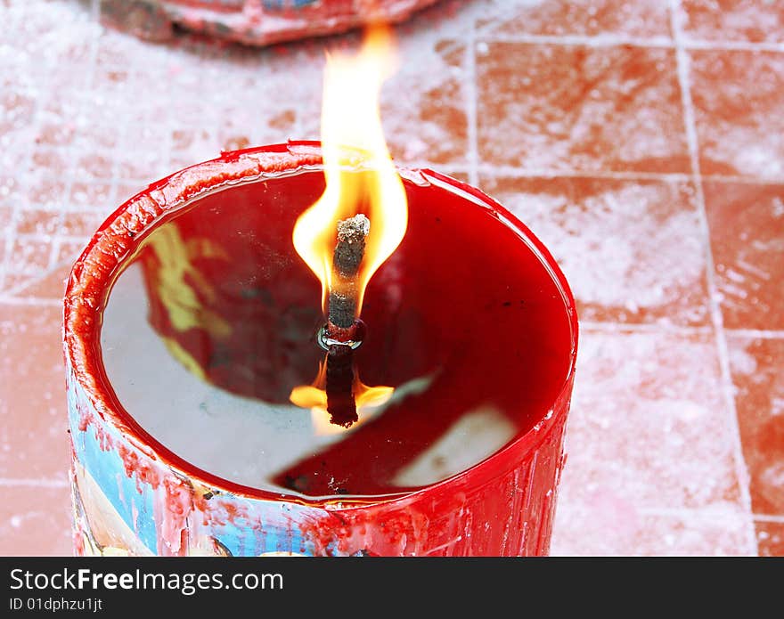 Candle Light On Chinese Temple