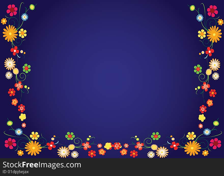 Flowers in dark blue background. Flowers in dark blue background