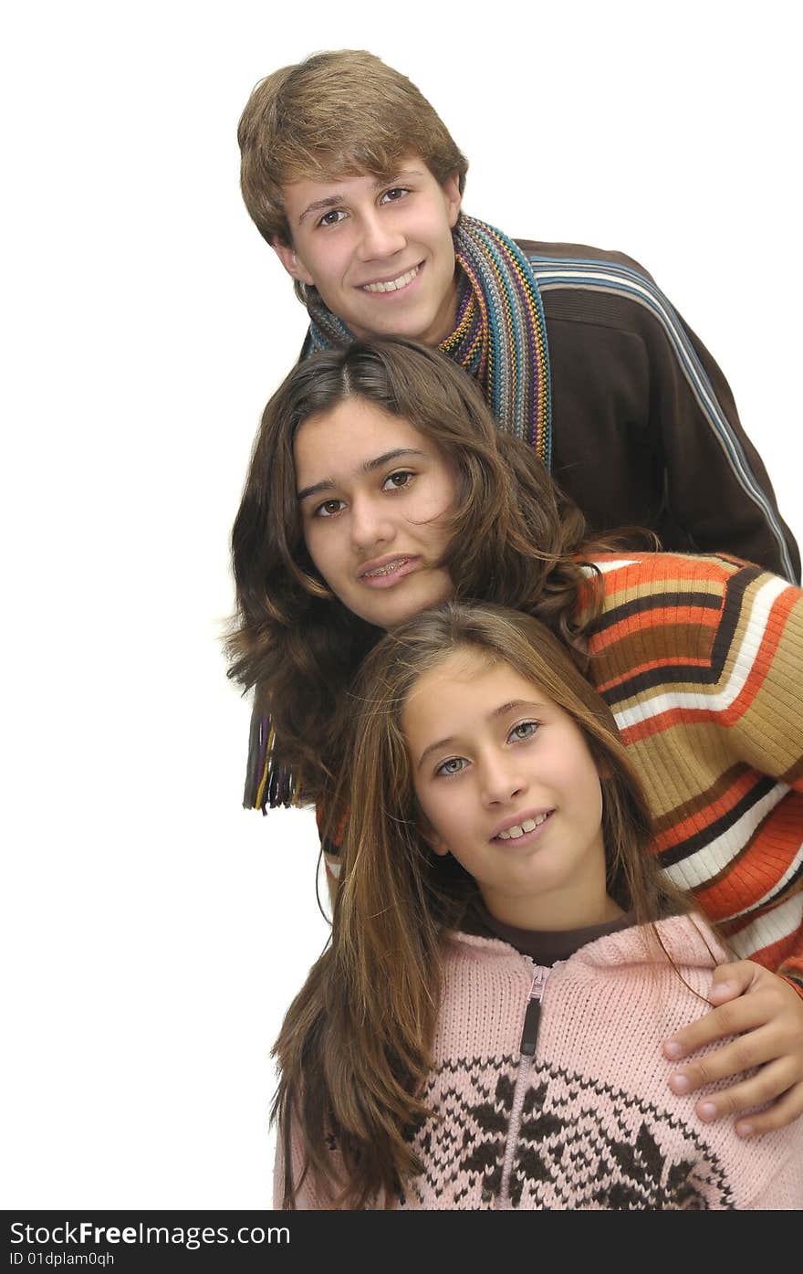 Happy young people isolated against a white background. Happy young people isolated against a white background