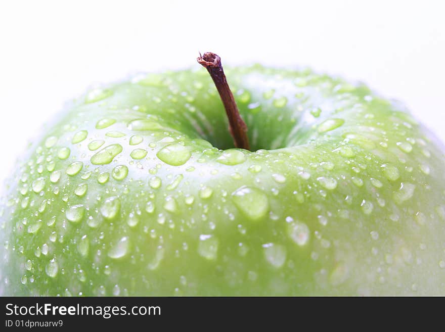 Fresh green apple with water drops. Fresh green apple with water drops