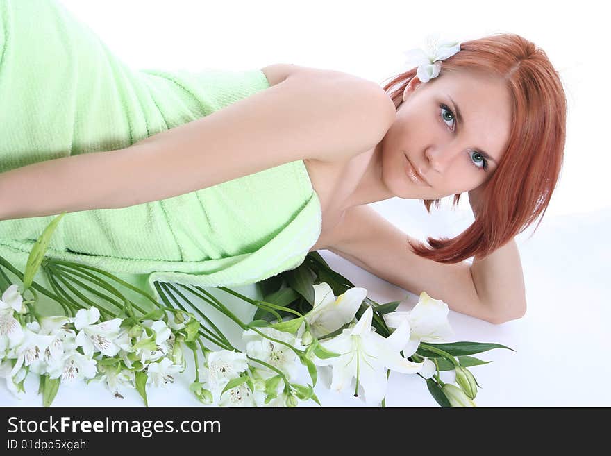 Cute young girl in spa salon. Cute young girl in spa salon