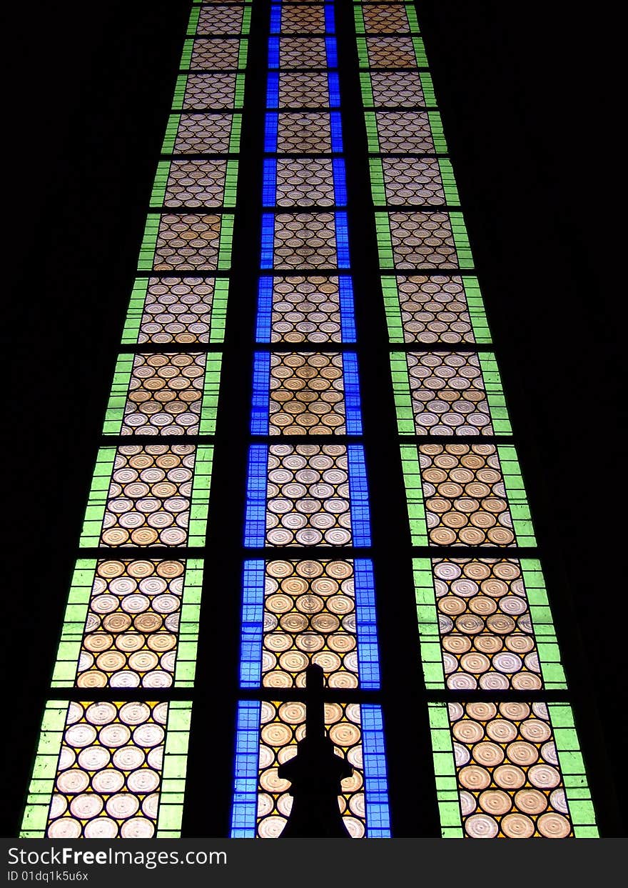 Window pane inside czech church. Window pane inside czech church