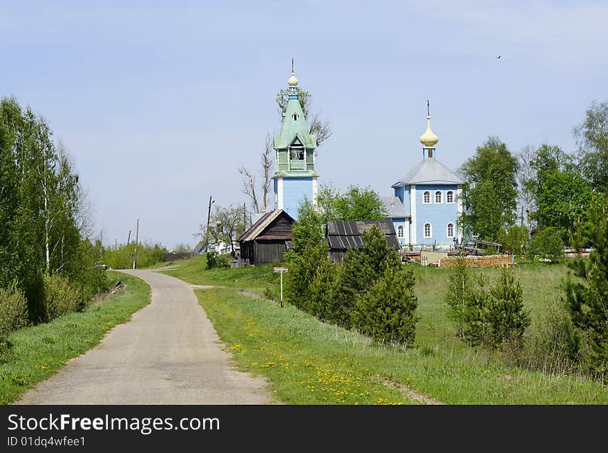 The country and church in the middle  of Russia. The country and church in the middle  of Russia