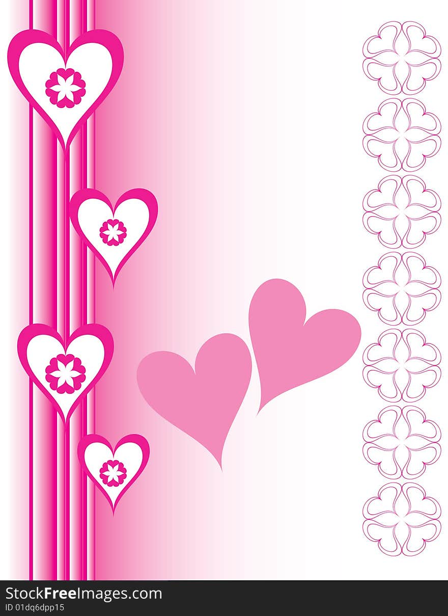 Hearts and flowers are featured in an abstract Valentine's Day illustration. Hearts and flowers are featured in an abstract Valentine's Day illustration.