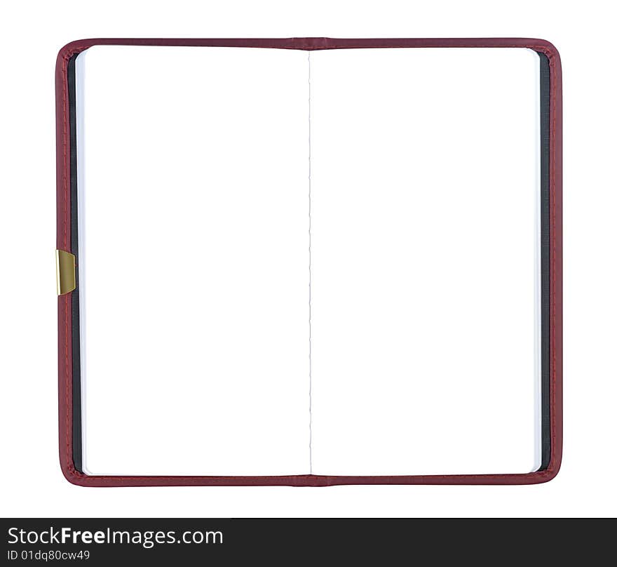 Blank leather scheduler isolated over white background. Blank leather scheduler isolated over white background