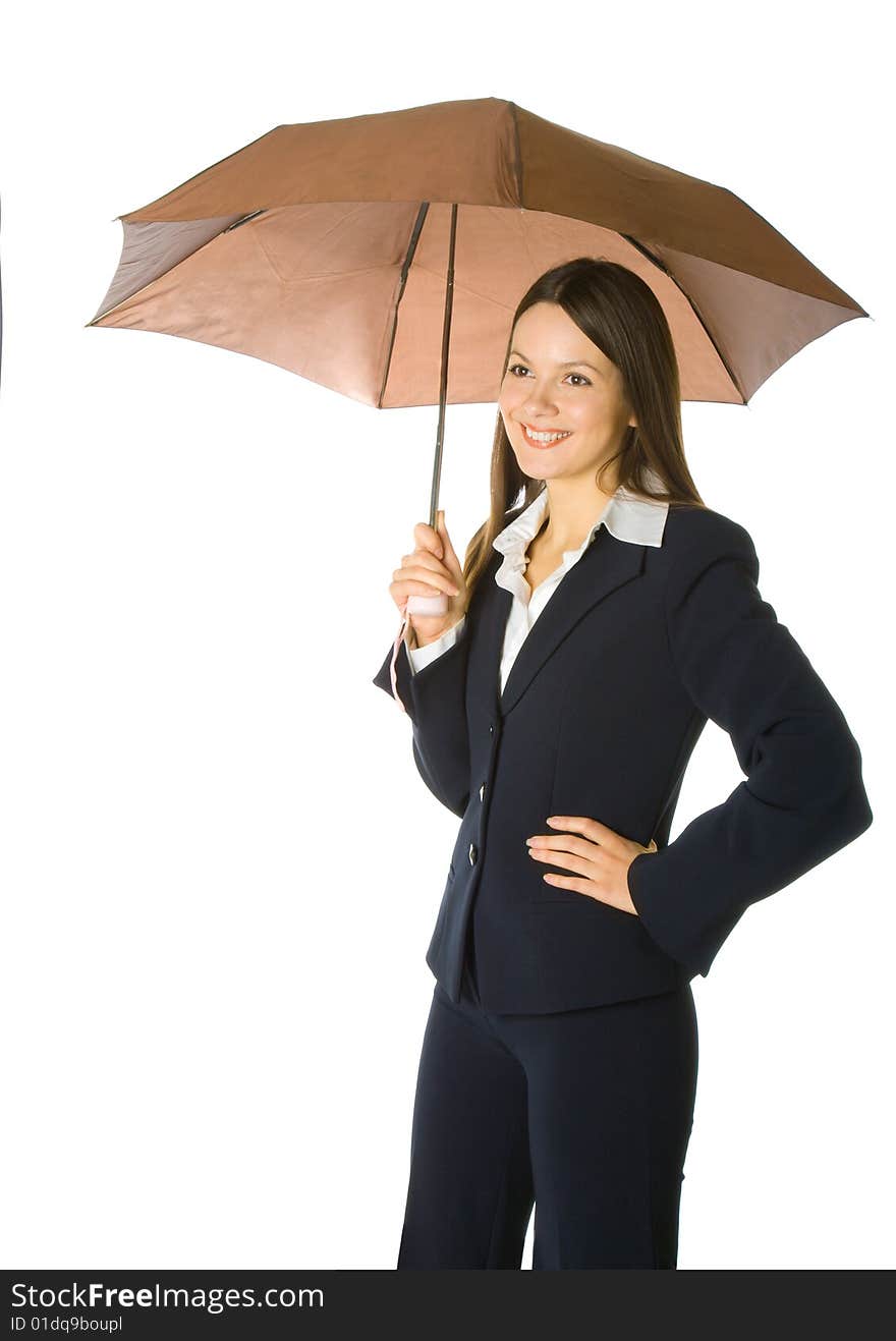 Portrait of a business woman holding a umbrella