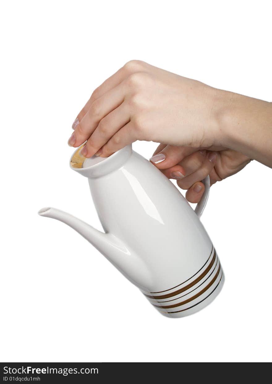 Teapot on white background