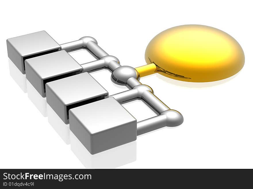 3d network connections isolated in white background