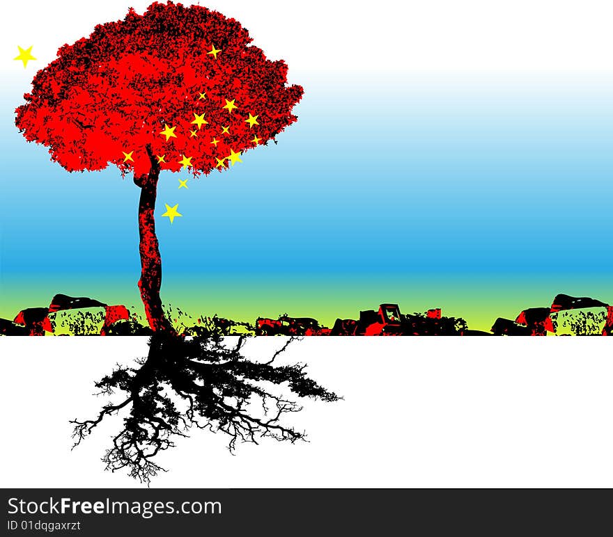 Fabulous tree with empty text space for your message. Fabulous tree with empty text space for your message