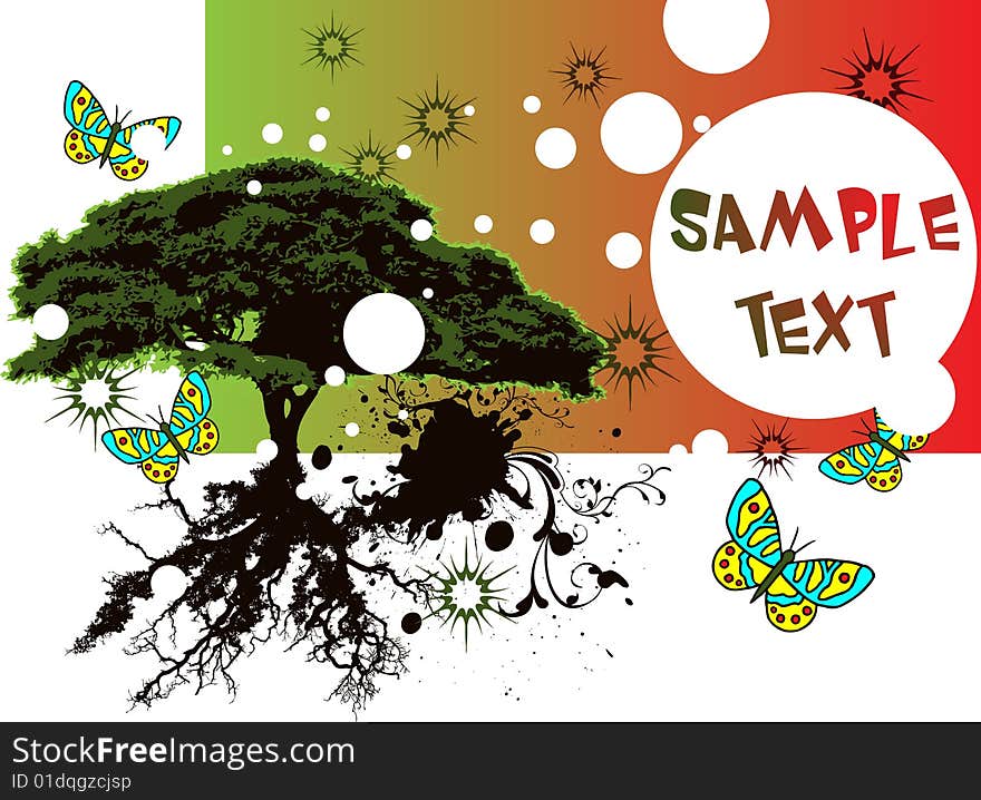 Fabulous tree and bubles with empty text space for your message. Fabulous tree and bubles with empty text space for your message