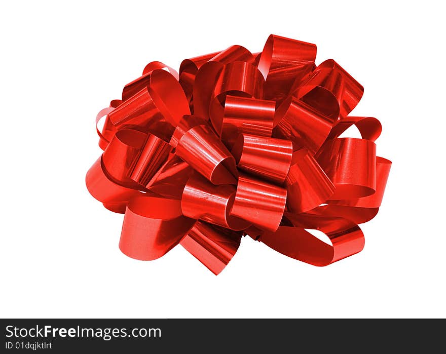 Red ribbon isolated on white background