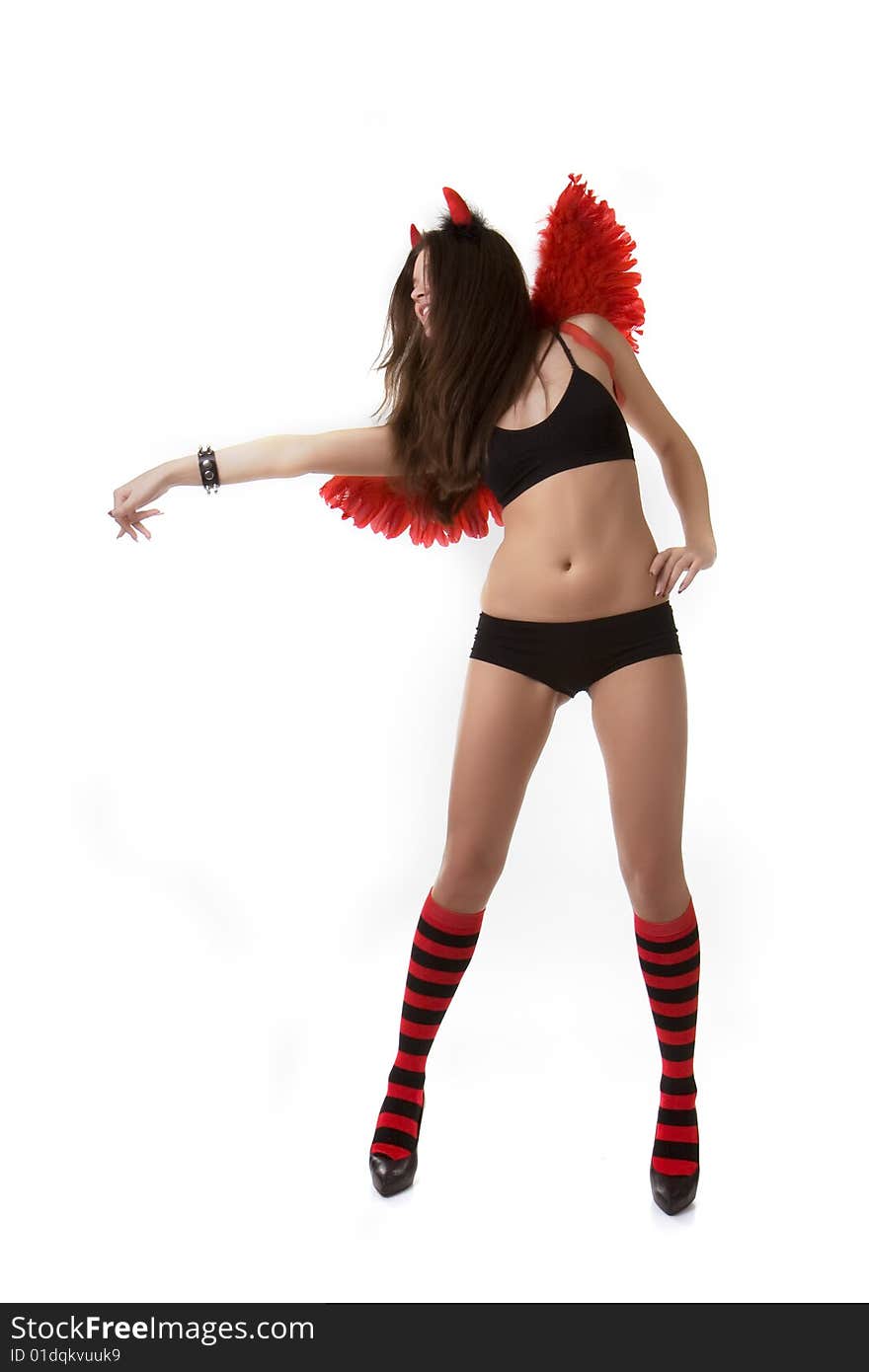 Image of the girl with red devil wings